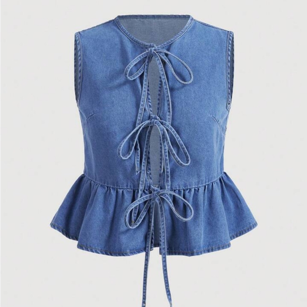 Denim Tie Front Vest